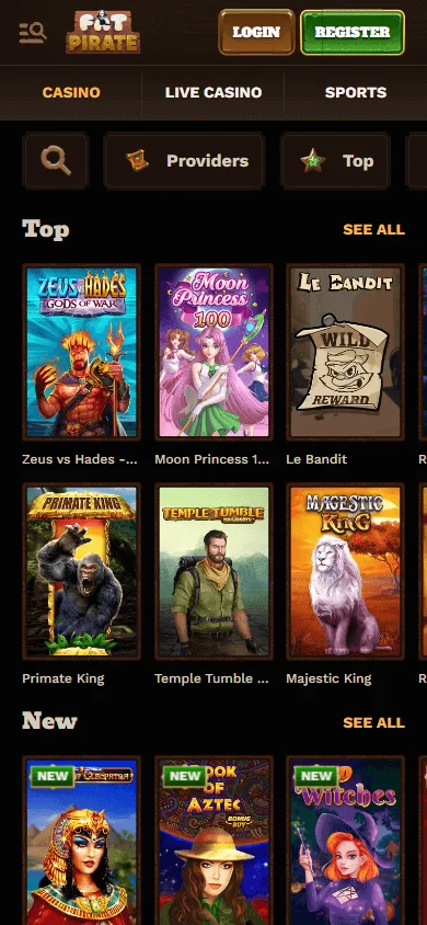 Fat Pirate Casino mobile games area
